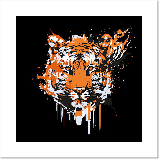 Colorful tiger face art Wall Art by HB WOLF Arts